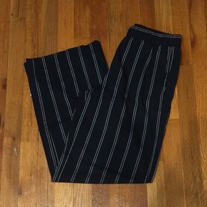 Banana Republic Navy Blue Pinstriped Wide Leg Pants